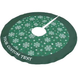 Schneeflocken Muster auf Cadmium Green Polyester Weihnachtsbaumdecke