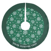 Schneeflocken Muster auf Cadmium Green Polyester Weihnachtsbaumdecke (Vorderseite)