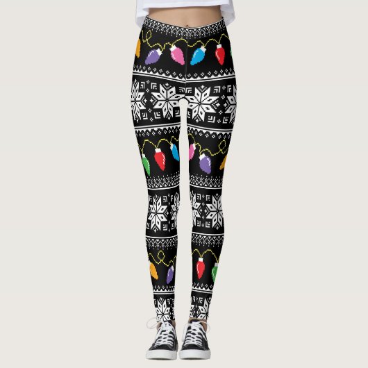 Schneeflocken-Muster für die süßen Weihnachtslicht Leggings (Vorderseite)