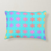 Schneeflocken Muster Glittery Gold Türkis Blau Dekokissen (Rückseite)