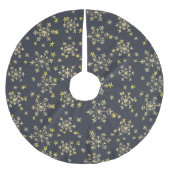 Schneeflocken Muster - Gold auf Midnight Blue Brus Polyester Weihnachtsbaumdecke (Vorderseite)