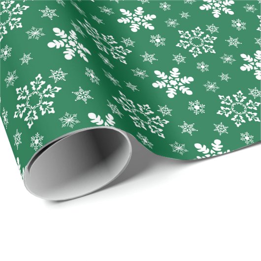 Schneeflocken-Muster, grünes Wrapper Geschenkpapier (Rolleneckpunkt)