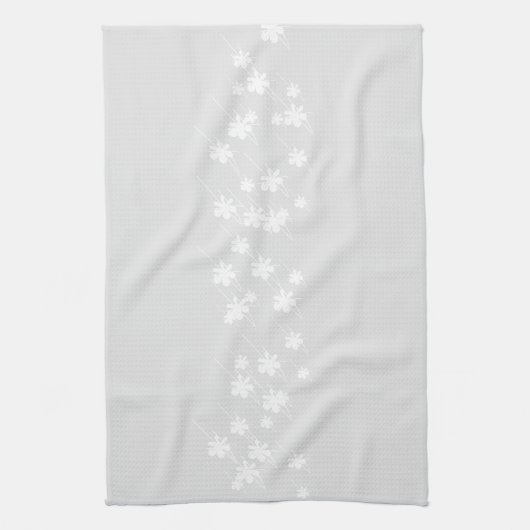 Schneeflocken Muster hellgrau weiß Geschirrtuch (Vertikal)