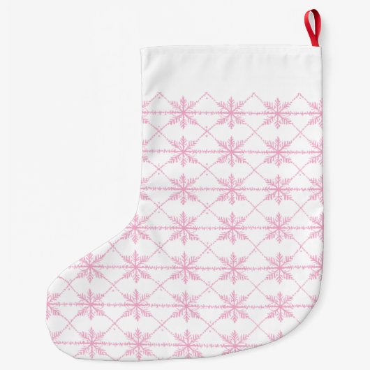 Schneeflocken Muster Pastellrosa Großer Weihnachtsstrumpf (Rückseite)