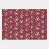 Schneeflocken-Muster - rot, smaragdgrün und mitter Geschenkpapier Set (Vorderseite)