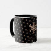 Schneeflocken Muster Schwarz und Gold Weihnachten Tasse (Vorderseite Links)
