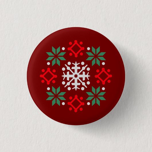Schneeflocken-Muster Weihnachten XMas Rund Logo Button (Vorderseite)
