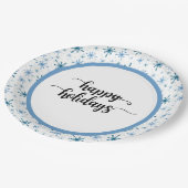 Schneeflocken Musterurlaub Party Pappteller (Schrägansicht)