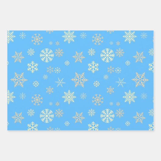 Schneeflocken Nahtloses Muster Blaue Weihnachten Geschenkpapier Set (Vorderseite 3)