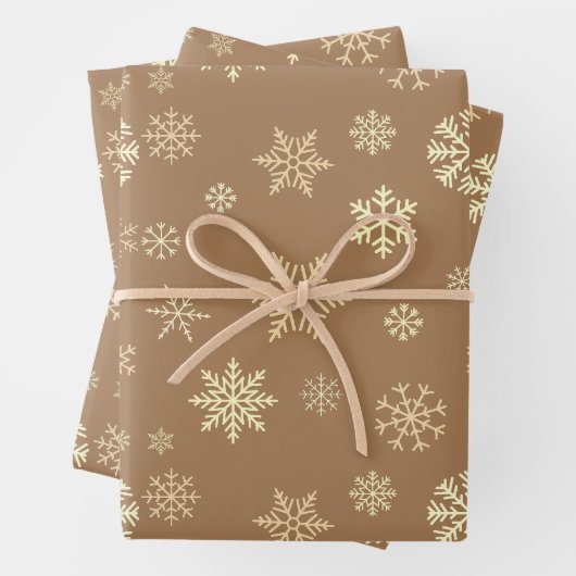 Schneeflocken Nahtloses Muster Licht Braun Weihnac Geschenkpapier Set (Beispiel)