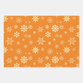 Schneeflocken Nahtloses Muster Orange Weihnachten Geschenkpapier Set (Vorderseite 3)