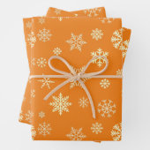 Schneeflocken Nahtloses Muster Orange Weihnachten Geschenkpapier Set (Beispiel)