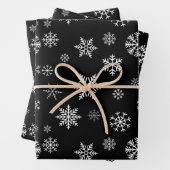 Schneeflocken Nahtloses Muster Schwarze Weihnachte Geschenkpapier Set (Beispiel)