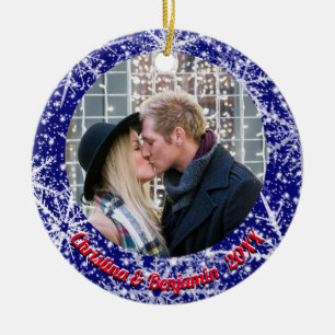 Schneeflocken, Name, Jahreszahl #, 2 Fotos Keramik Ornament