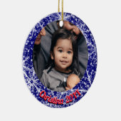 Schneeflocken, Name, Jahreszahl #, 2 Fotos Keramik Ornament (Rechts)