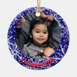 Schneeflocken, Name, Jahreszahl #, 2 Fotos Keramik Ornament