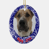 Schneeflocken, Name, Jahreszahl #, 2 Fotos Keramik Ornament (Rechts)