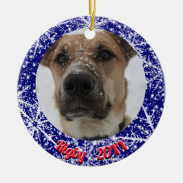 Schneeflocken, Name, Jahreszahl #, 2 Fotos Keramik Ornament