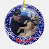 Schneeflocken, Name, Jahreszahl #, 2 Fotos Keramik Ornament (Hinten)