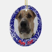 Schneeflocken, Name, Jahreszahl #, 2 Fotos Keramik Ornament (Rechts)