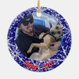 Schneeflocken, Name, Jahreszahl #, 2 Fotos Keramik Ornament