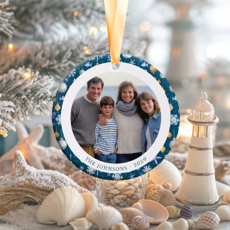 Schneeflocken & Nautical Family Weihnachten 2-seit Keramik Ornament