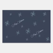 Schneeflocken | Navy Blue | Frohe Weihnachten Geschenkpapier Set (Vorderseite 3)