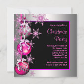 Schneeflocken Ornamente Heiße Pink Weihnachten Par Einladung (Rückseite)