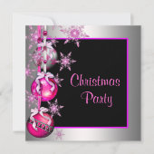 Schneeflocken Ornamente Heiße Pink Weihnachten Par Einladung (Vorderseite)