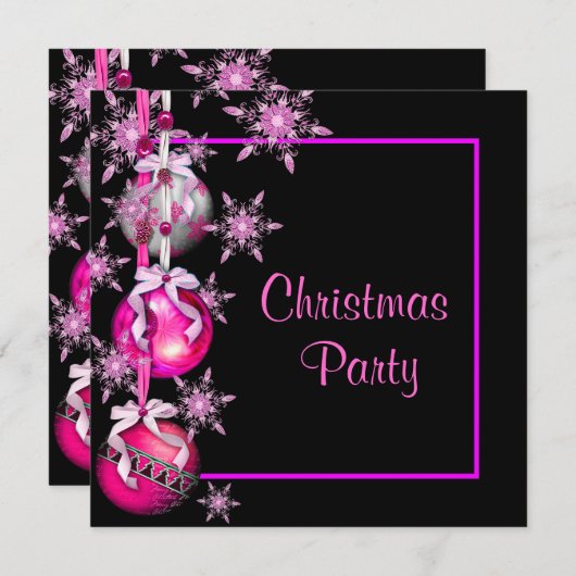 Schneeflocken Ornamente Heiße Pink Weihnachten Par Einladung (Vorne/Hinten)