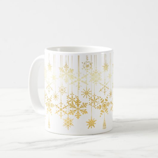 Schneeflocken-Ornamente Kaffeetasse (Vorderseite Links)