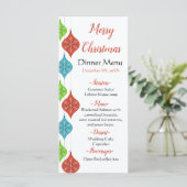 Schneeflocken Ornamente Party Menükarte (Stehend Vorderseite)