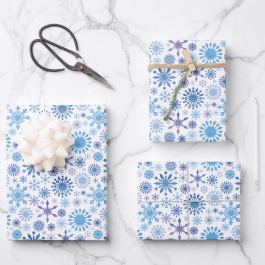 Schneeflocken-Packpapier für den Urlaub Geschenkpapier Set (Vorderseite)