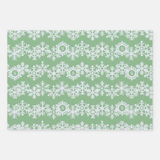 Schneeflocken-Papiertücher für Monogramm-Pastellpa Geschenkpapier Set (Vorderseite 3)