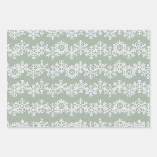 Schneeflocken-Papiertücher für Monogramm-Pastellpa Geschenkpapier Set (Vorderseite)