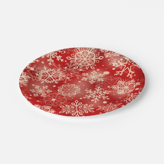 Schneeflocken Pappteller (Schrägansicht)