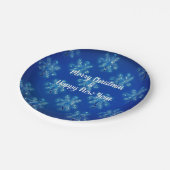 Schneeflocken Pappteller (Schrägansicht)