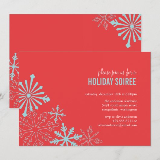 Schneeflocken-Party Einladung (Vorne/Hinten)
