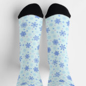 Schneeflocken Pastel Blue Baby Blue Schnee Stilvol Socken (Oben)