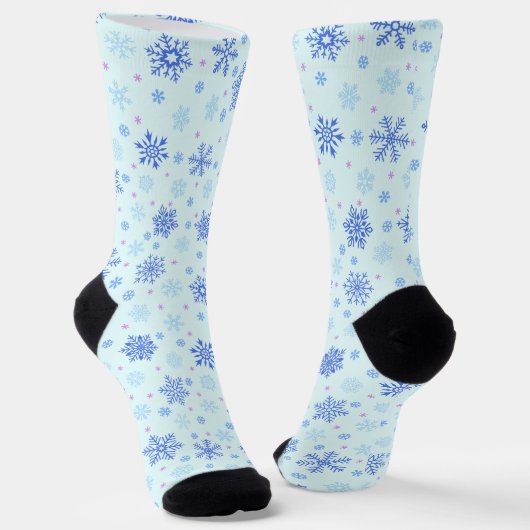 Schneeflocken Pastel Blue Baby Blue Schnee Stilvol Socken (Gewinkelt)