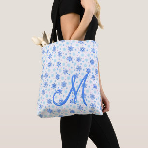 Schneeflocken Pastell Baby Blue Modern Custom Mono Tasche