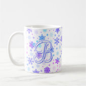 Schneeflocken Pastellfarben Rosa und Blau Elegant Kaffeetasse (Links)