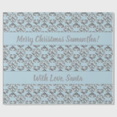 Schneeflocken Pattern Blau Silver Grau Weihnachten Geschenkpapier (Flach)