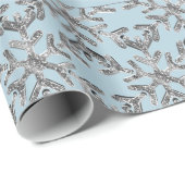 Schneeflocken Pattern Blau Silver Grau Weihnachten Geschenkpapier (Rolleneckpunkt)