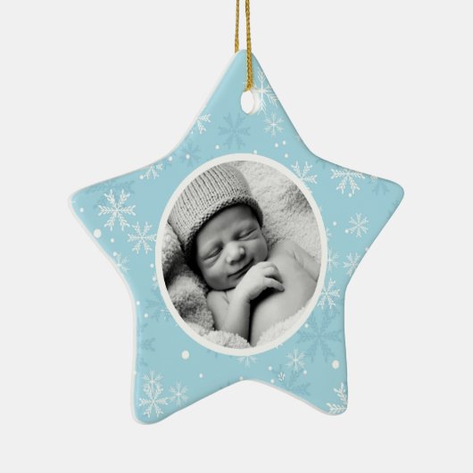 Schneeflocken Pattern Foto Weihnachten Keramikornament (Rechts)