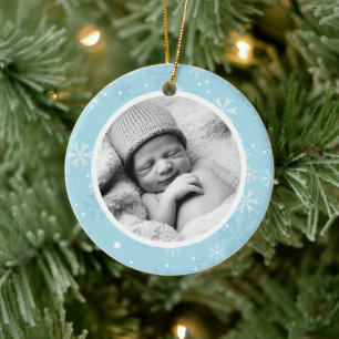 Schneeflocken Pattern Foto Weihnachten Keramikornament