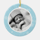 Schneeflocken Pattern Foto Weihnachten Keramikornament (Vorne)