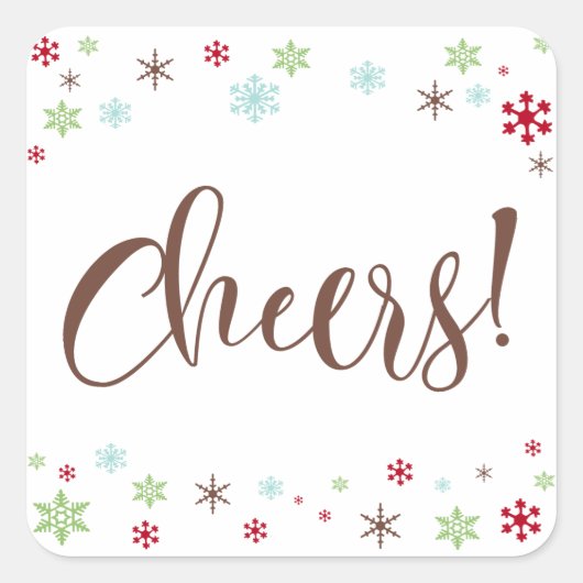 Schneeflocken-Peitsche, braune Typografie Quadratischer Aufkleber (Vorderseite)