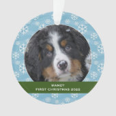 Schneeflocken personalisierter Hund Erstes Foto Ornament (Vorderseite)