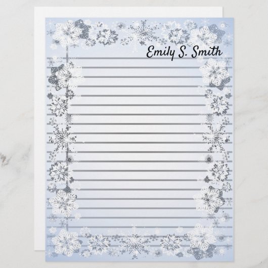 Schneeflocken Personalisiertes Schreibpapier an de (Vorne/Hinten)